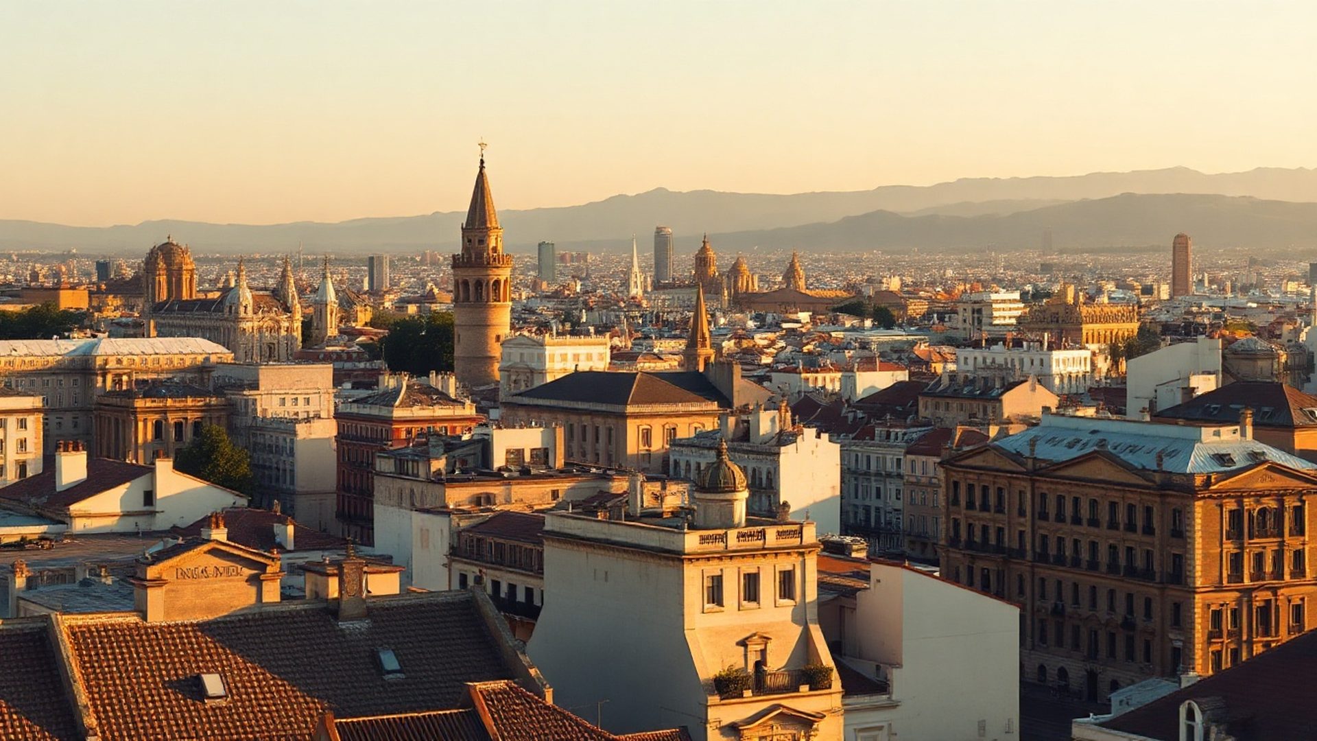 Vista panorámica de Valencia al amanecer con las Torres de Serranos